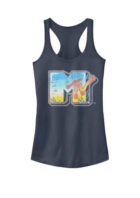 MTV Women's Retro Brushed Logo Racerback Graphic Tank Top, XXL