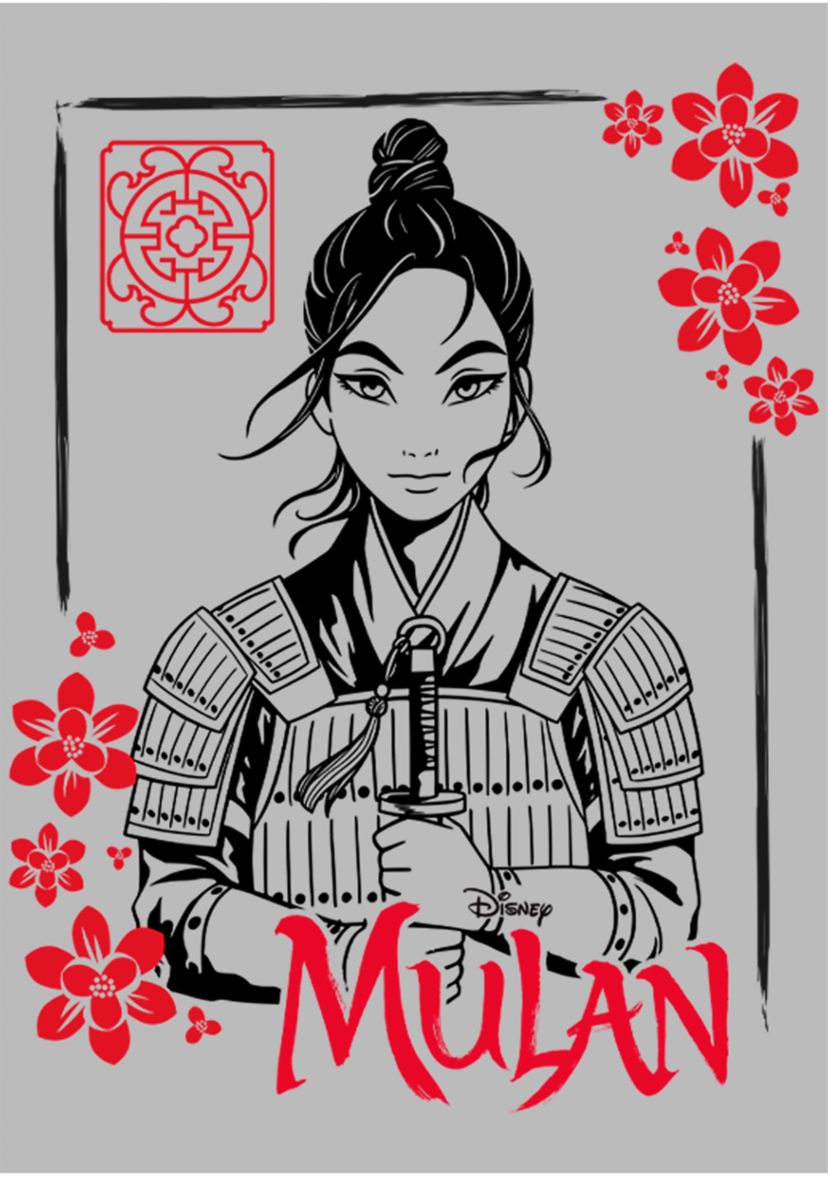 Juniors Ink Line Mulan Graphic T-Shirt