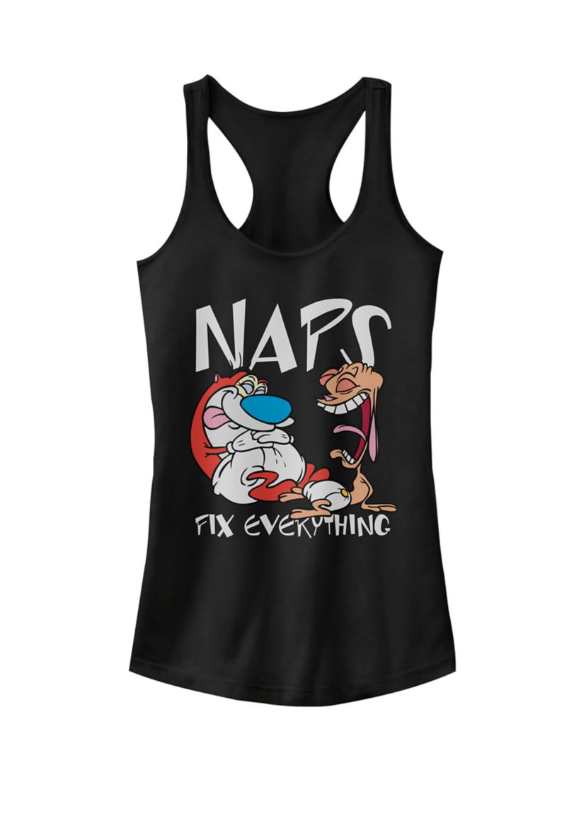 Ren and Stimpy Naps Fix Everything Baby Diapers Graphic Racerback Tank
