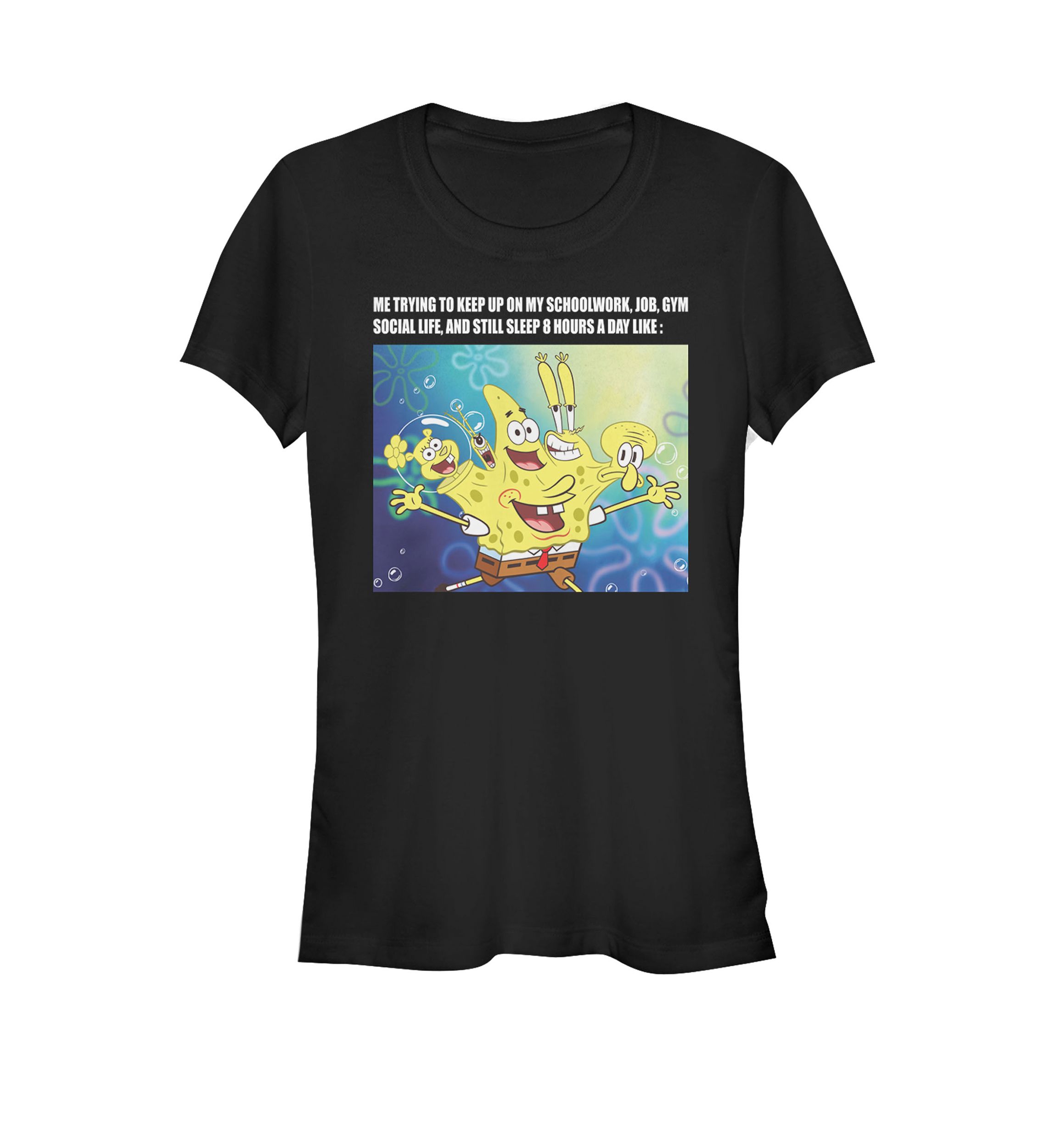 SpongeBob SquarePants Keeping Up With Life Funny Meme Short Sleeve Graphic T-Shirt