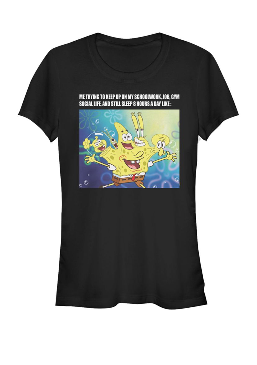 SpongeBob SquarePants Keeping Up With Life Funny Meme Short Sleeve Graphic T-Shirt