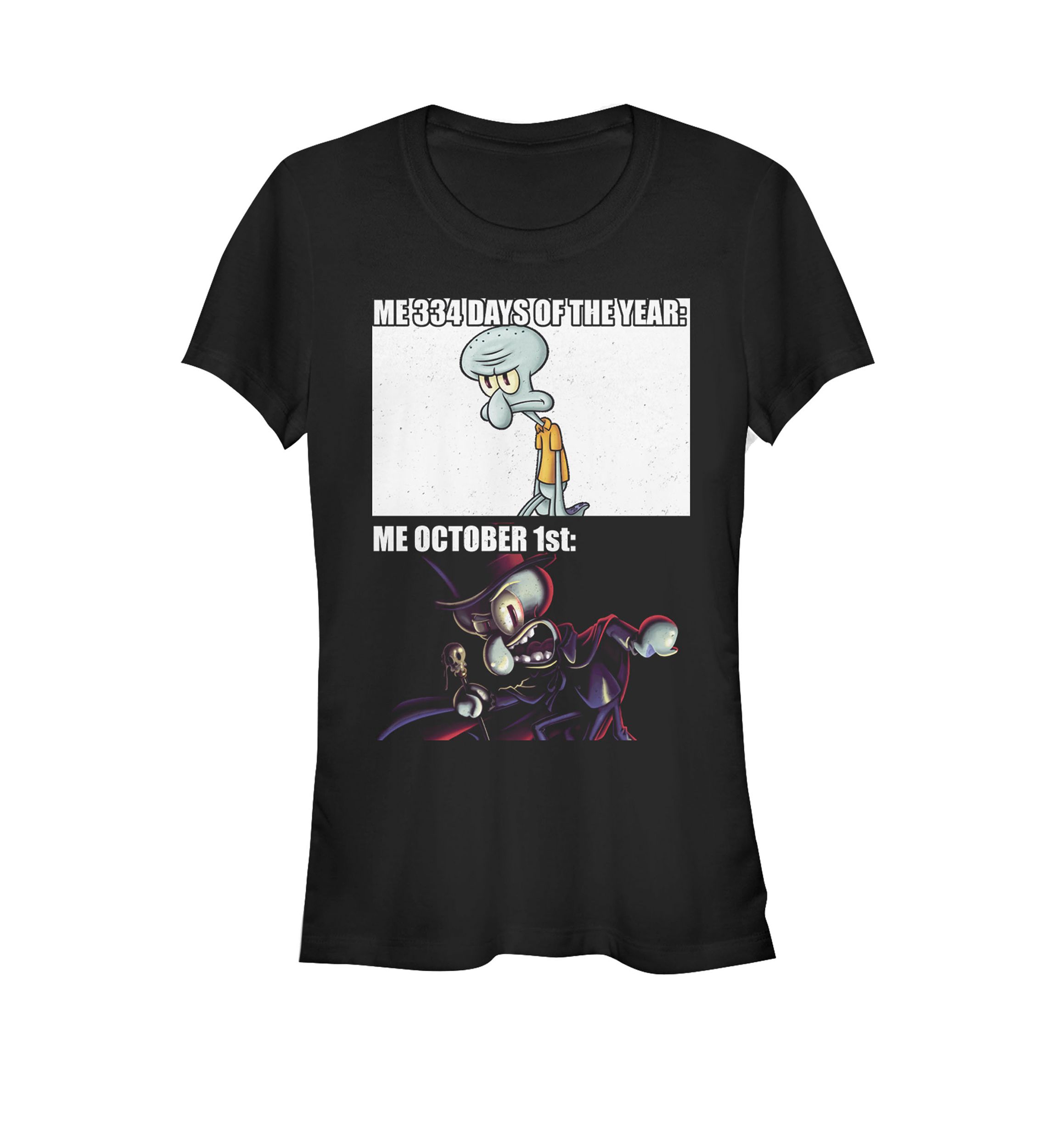 SpongeBob SquarePants Spooky Squidward Funny Meme Short Sleeve Graphic T-Shirt