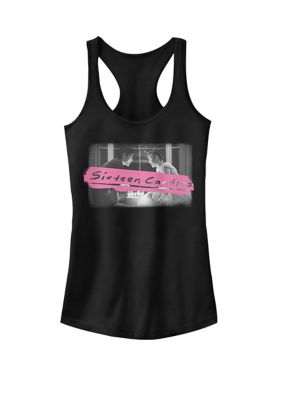 Sixteen Candles Women's Birthday Cake Pink Logo Racerback Graphic Tank Top, Black, XXL