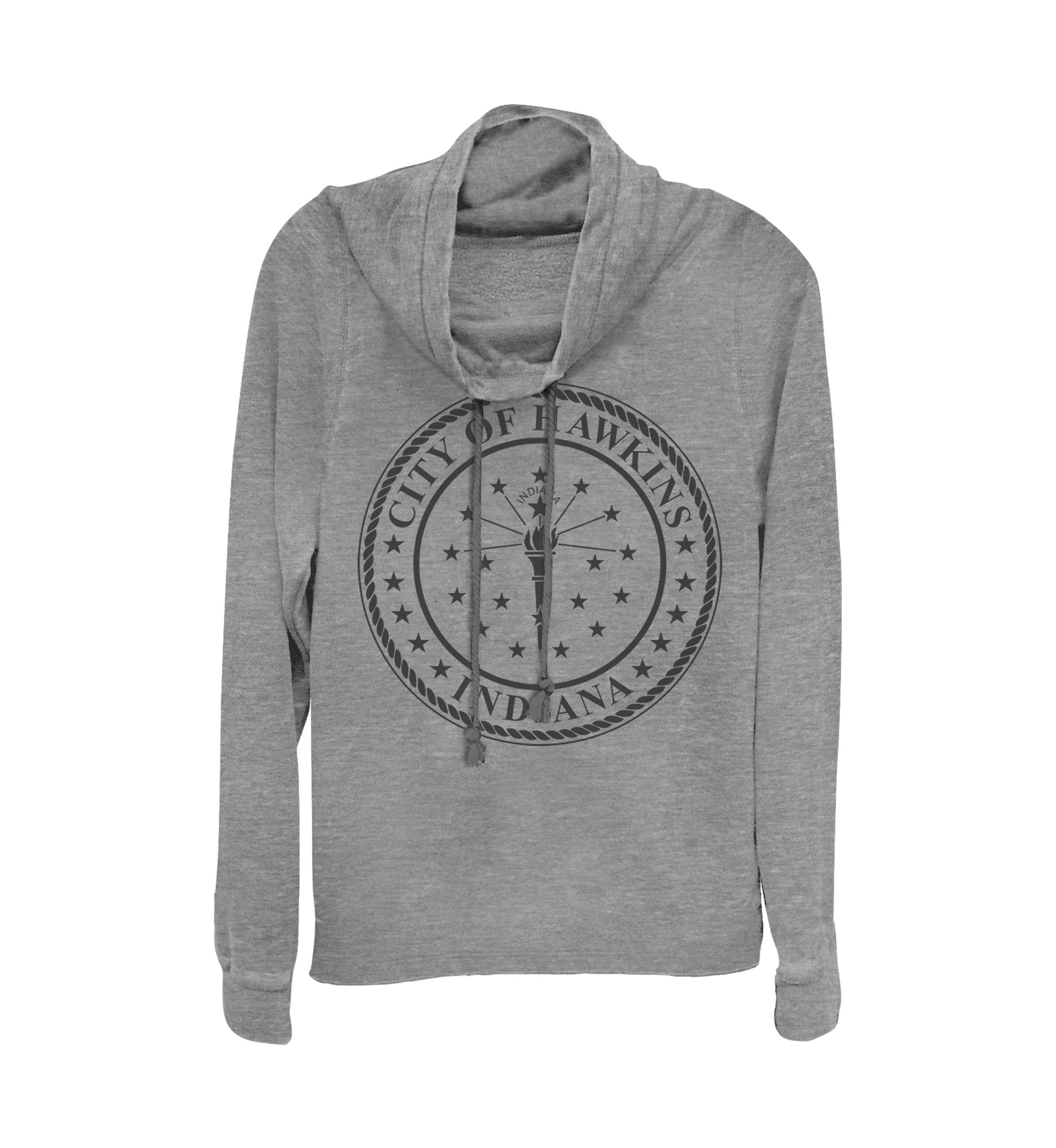 Juniors  Hawkins City Seal Graphic Pullover Top