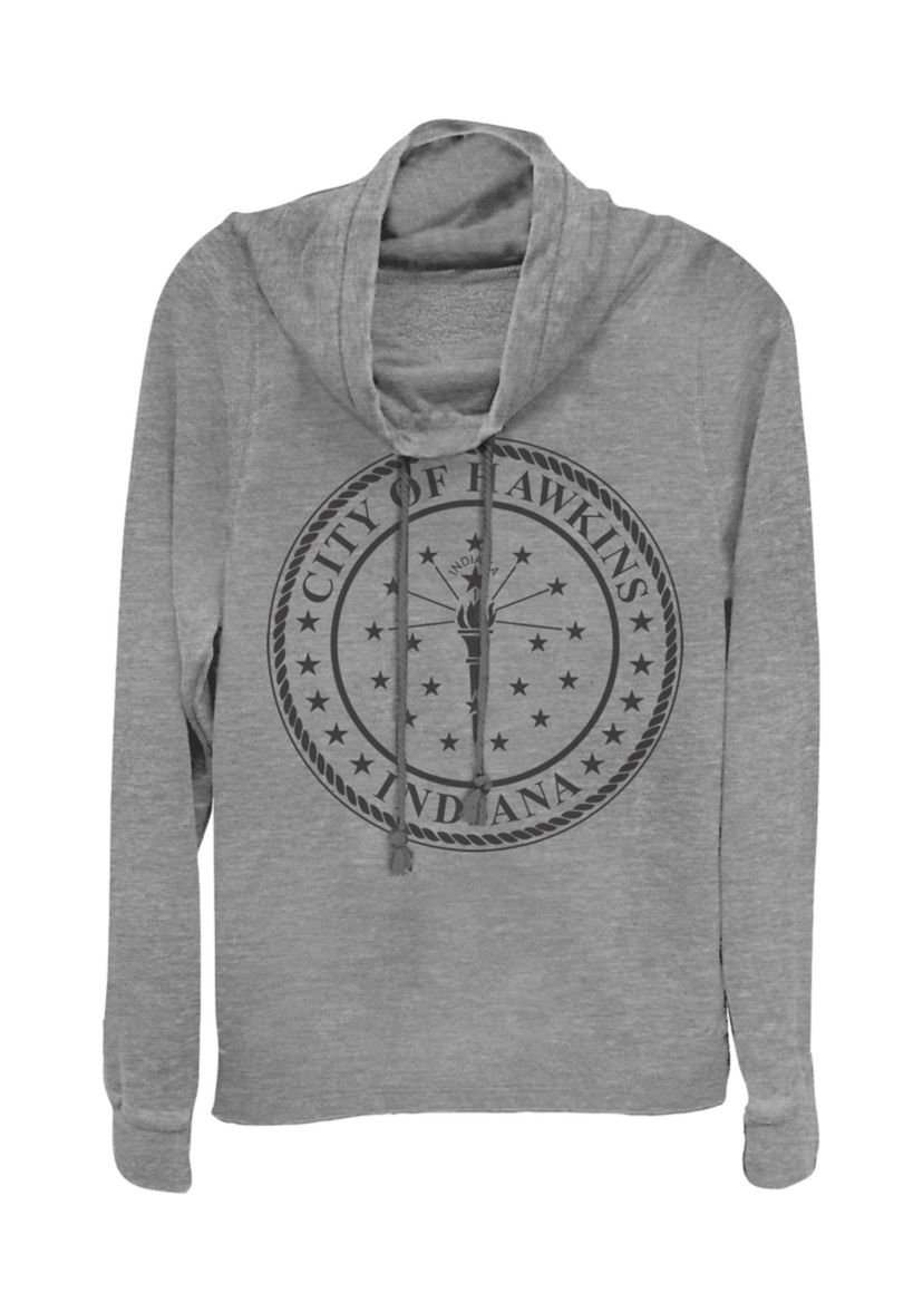 Juniors  Hawkins City Seal Graphic Pullover Top