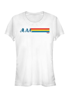 Stranger Things Women's Juniors' Stranger Stripes Graphic T-Shirt, White, Large