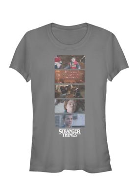 Stranger Things Women's Juniors' Film Still Story Graphic T-Shirt, Grey, Small