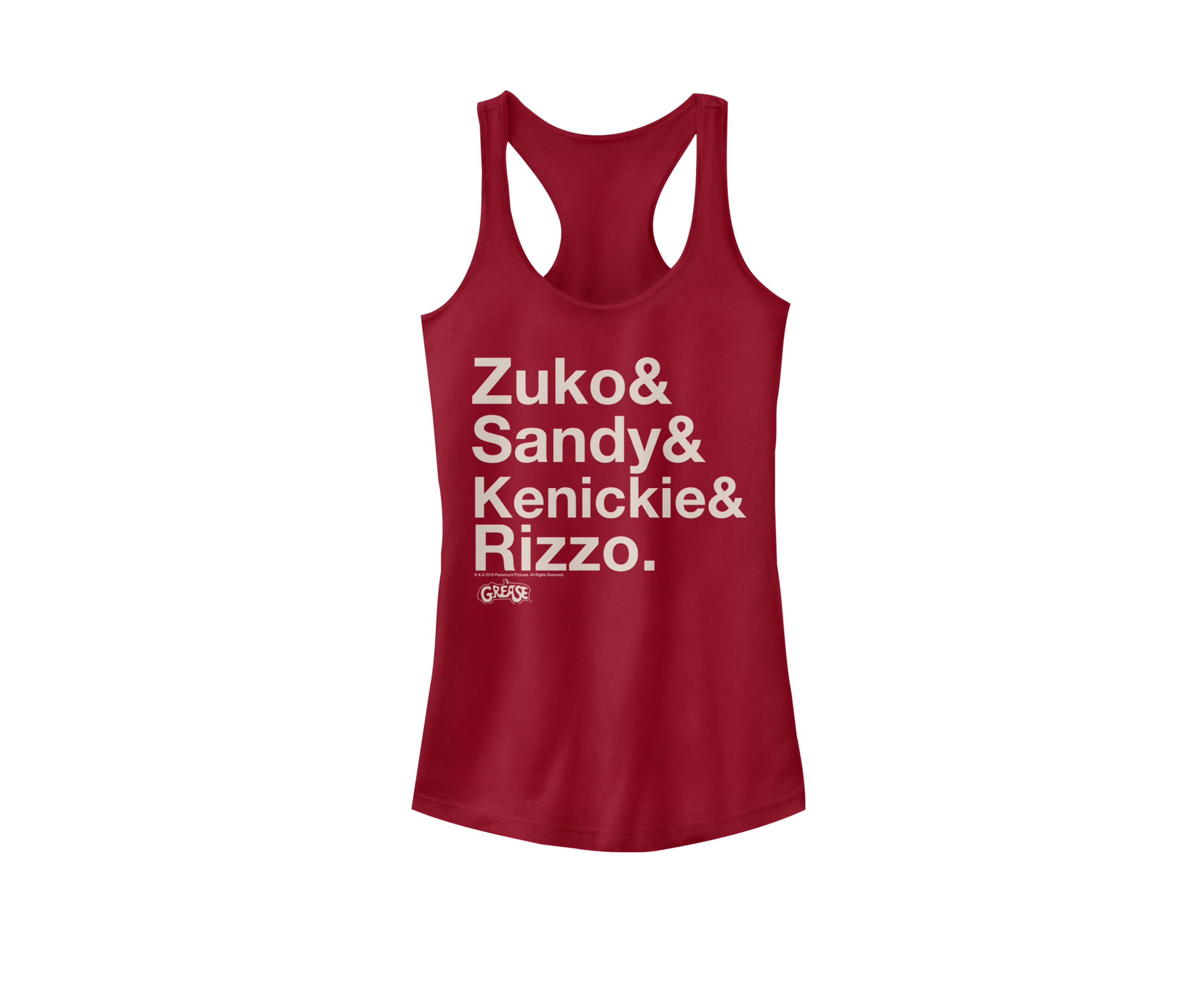 Zuko & Sandy & Kenickie & Rizzo Character Name Stack Racerback Graphic Tank