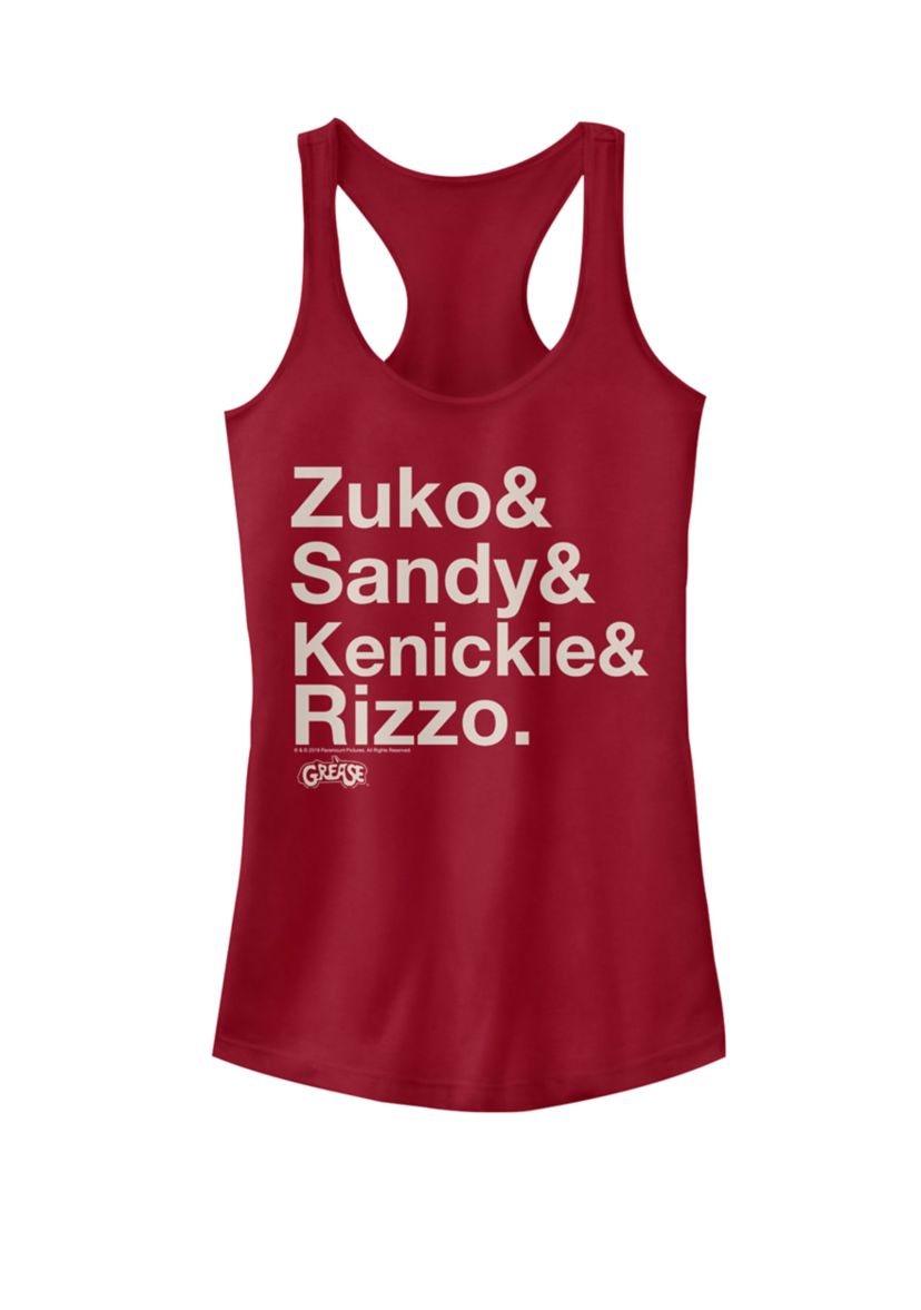 Zuko & Sandy & Kenickie & Rizzo Character Name Stack Racerback Graphic Tank