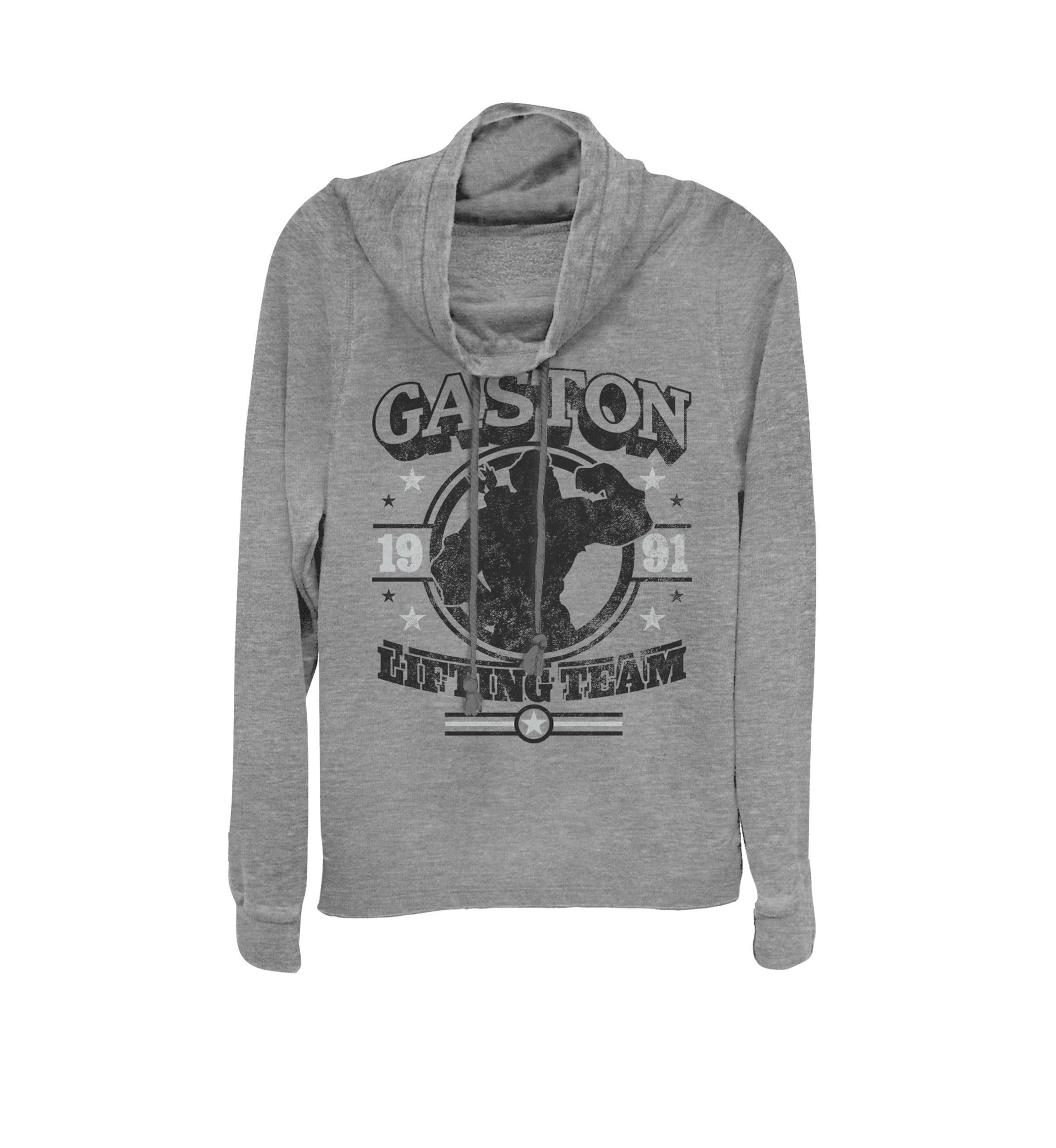 Beauty And The Beast Gaston Lifting Team 1991 Cowl Neck Graphic Pullover