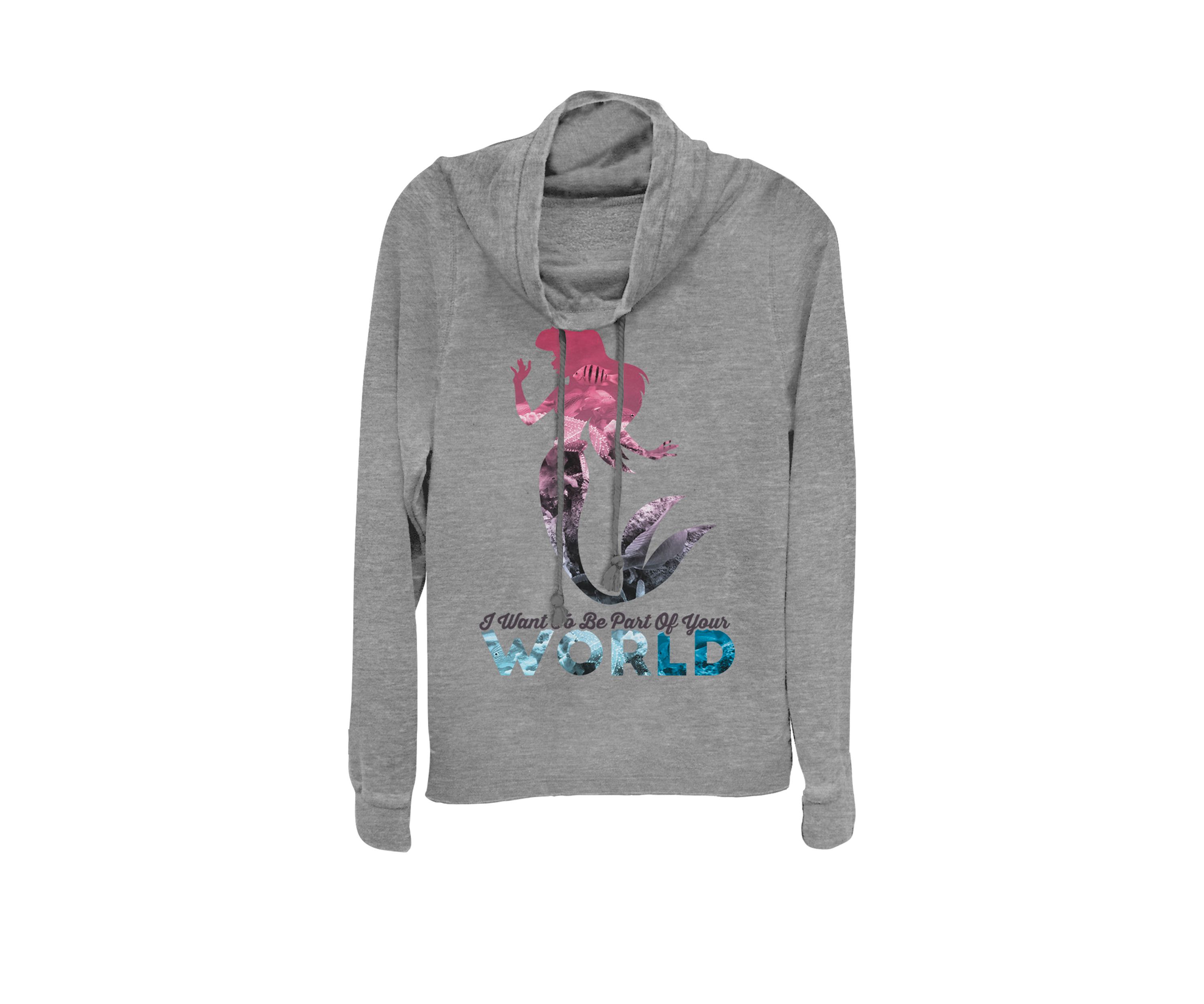 Little Mermaid Your World Cowl Neck Graphic Pullover