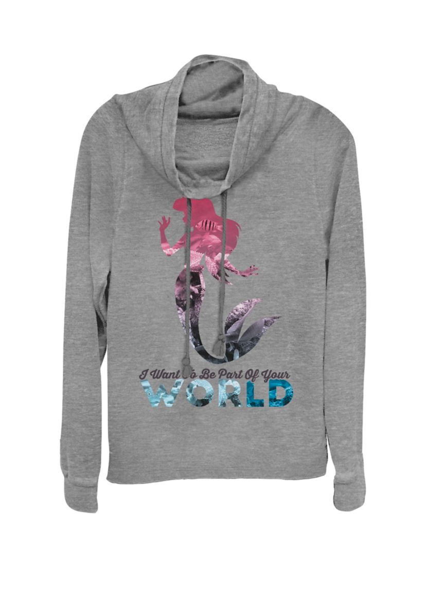 Little Mermaid Your World Cowl Neck Graphic Pullover