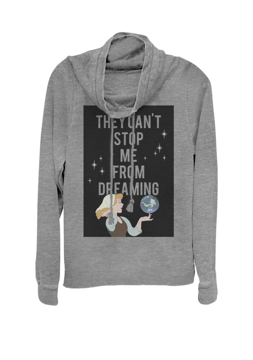 Cinderella Cant Stop Dreaming Cowl Neck Graphic Pullover