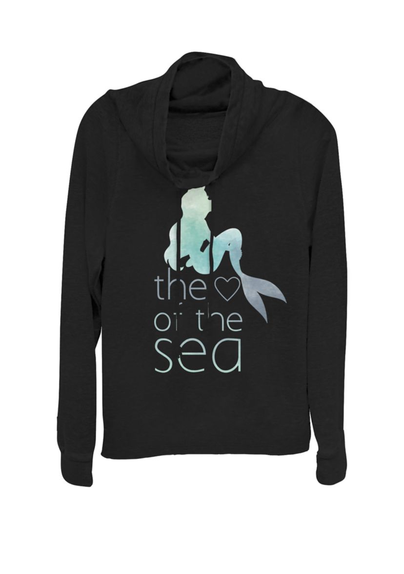 Little Mermaid Heart Of The Sea Watercolor Cowl Neck Graphic Pullover