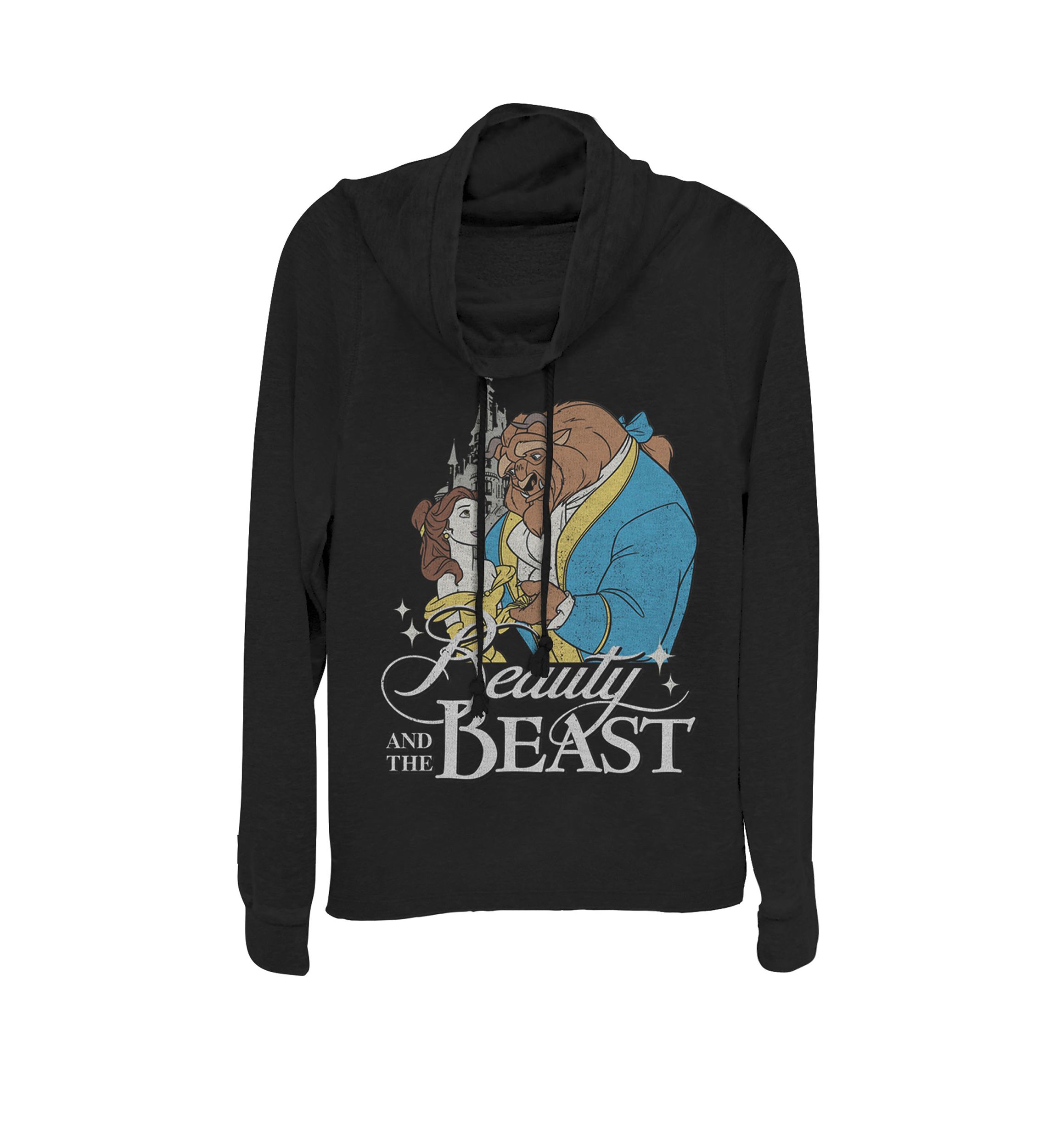 Beauty And The Beast Vintage Logo Dance Cowl Neck Graphic Pullover