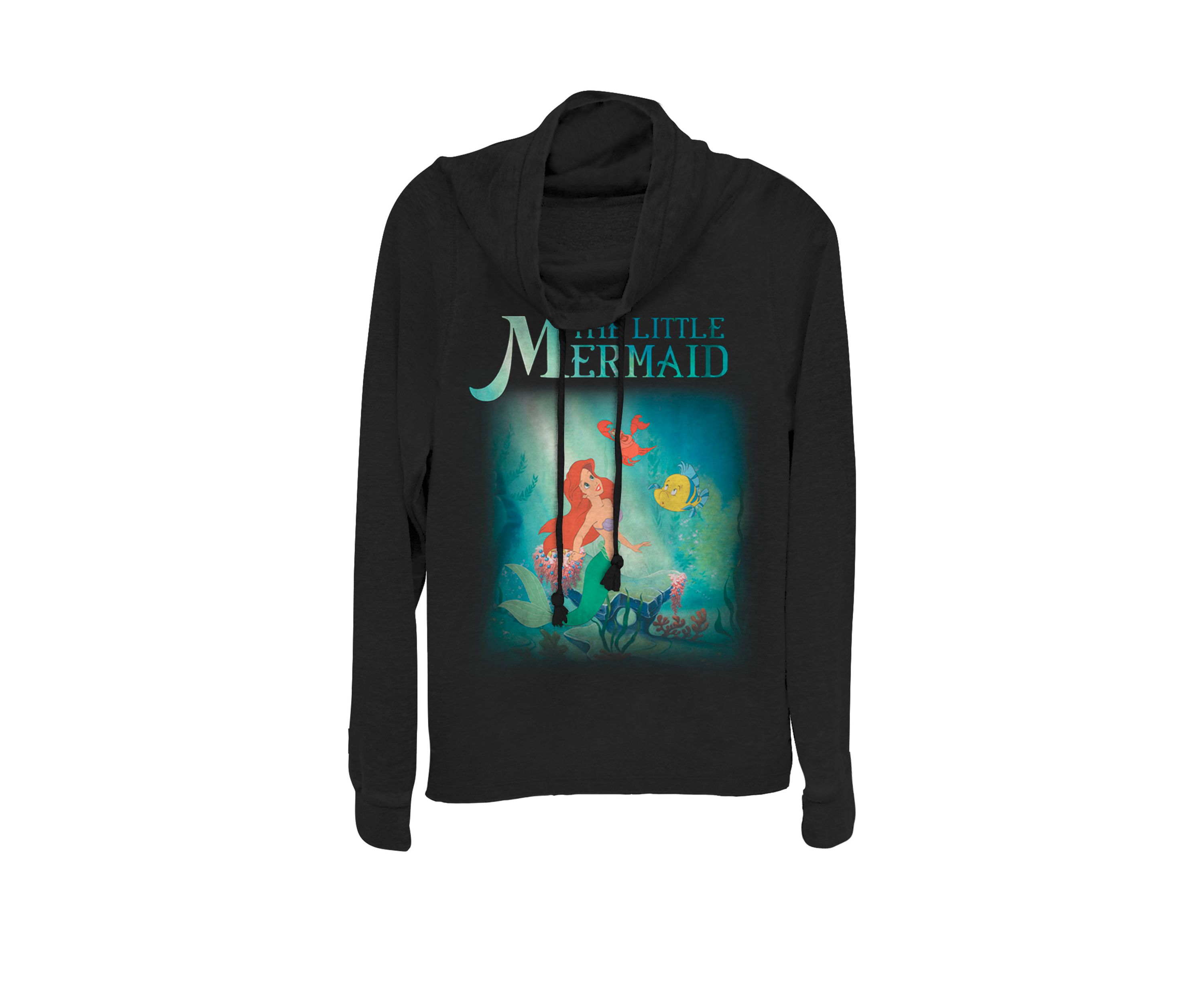 The Little Mermaid Ariel and Friends Cowl Neck Graphic Pullover