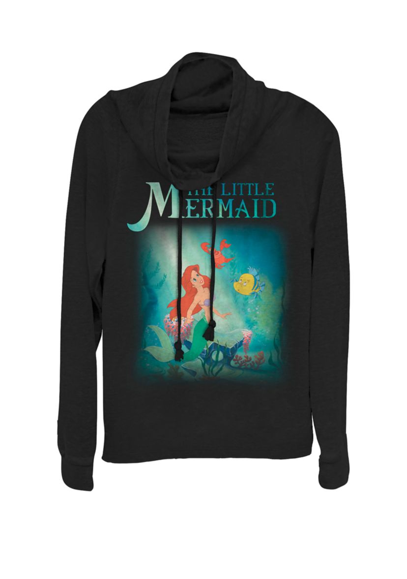 The Little Mermaid Ariel and Friends Cowl Neck Graphic Pullover