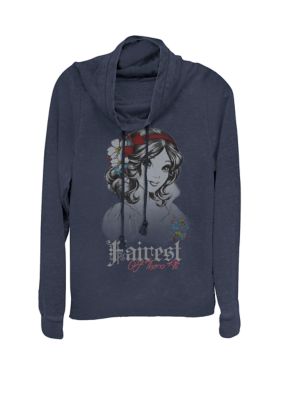 Disney Women's Snow White Fairest Of Them All Cowl Neck Graphic Pullover