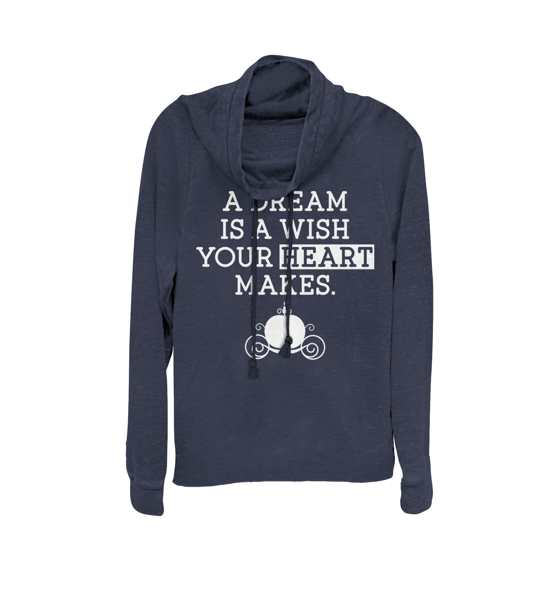 Cinderella Dream Quote Carriage Cowl Neck Graphic Pullover