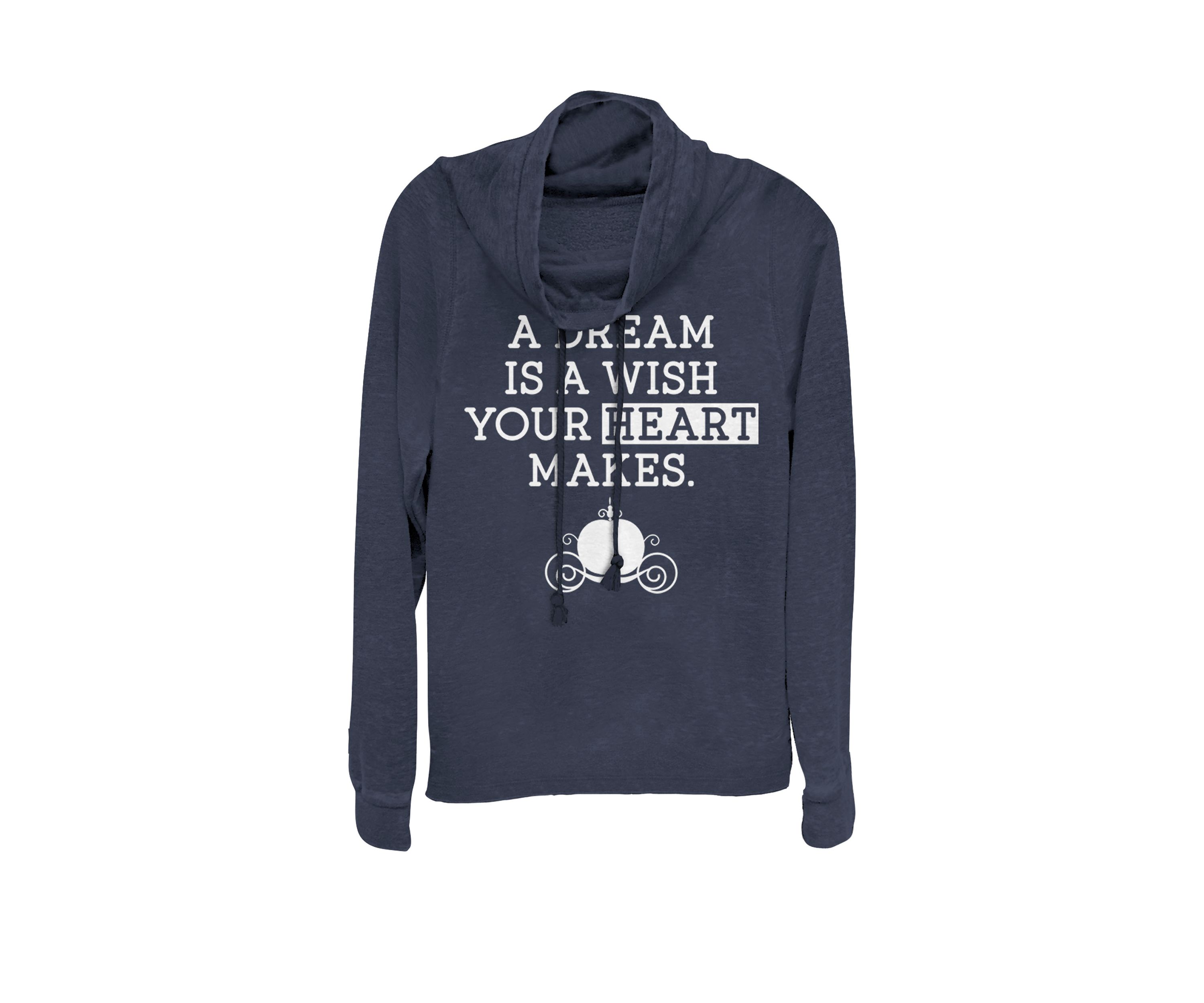 Cinderella Dream Quote Carriage Cowl Neck Graphic Pullover