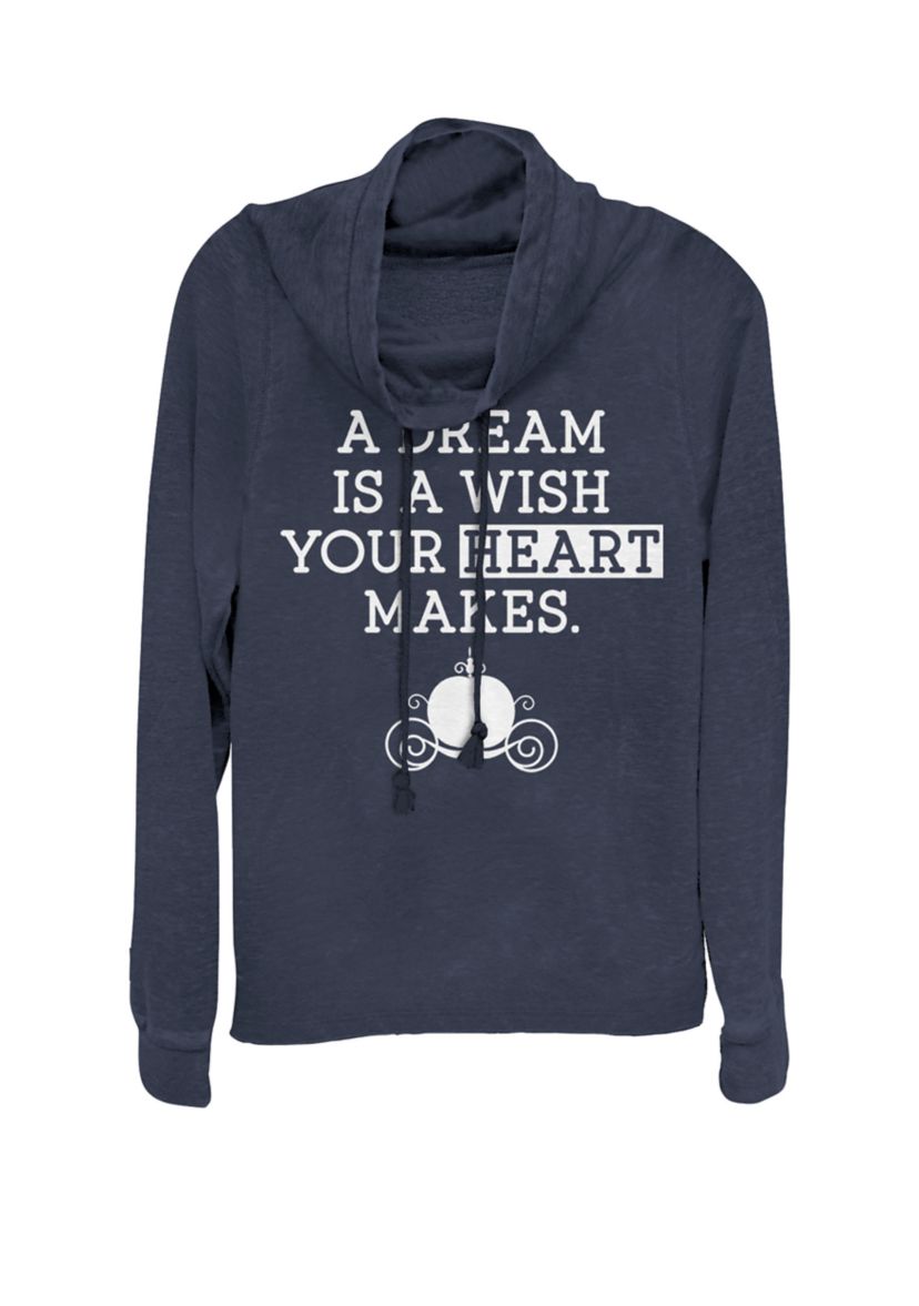 Cinderella Dream Quote Carriage Cowl Neck Graphic Pullover