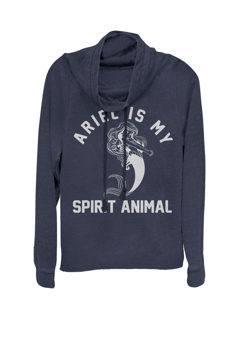 Little Mermaid Ariel My Spirit Animal Cowl Neck Graphic Pullover
