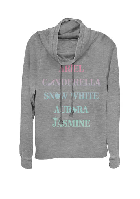 Ariel Cinderella Snow White Jasmine Cowl Neck Graphic Pullover