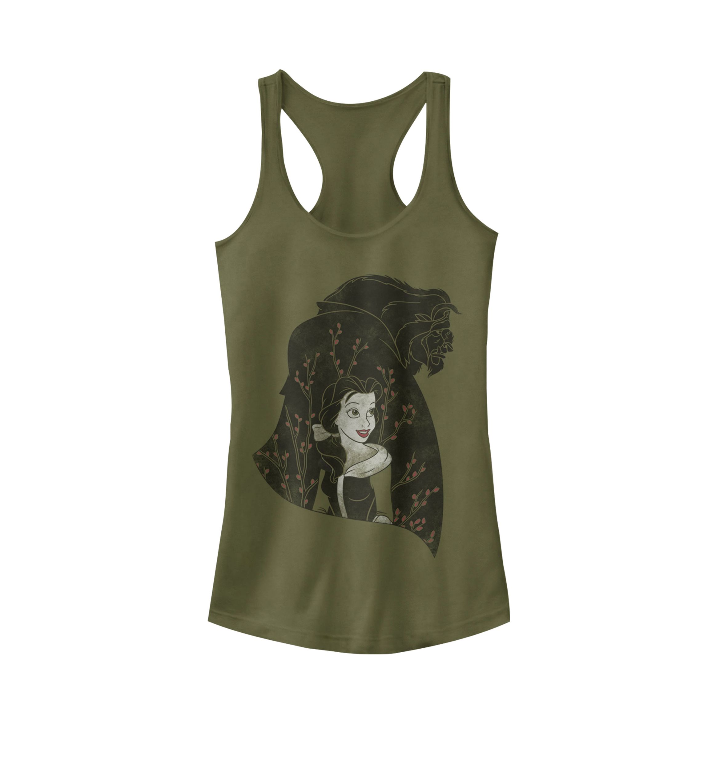 Beauty And The Beast Floral Silhouette Racerback Graphic Tank