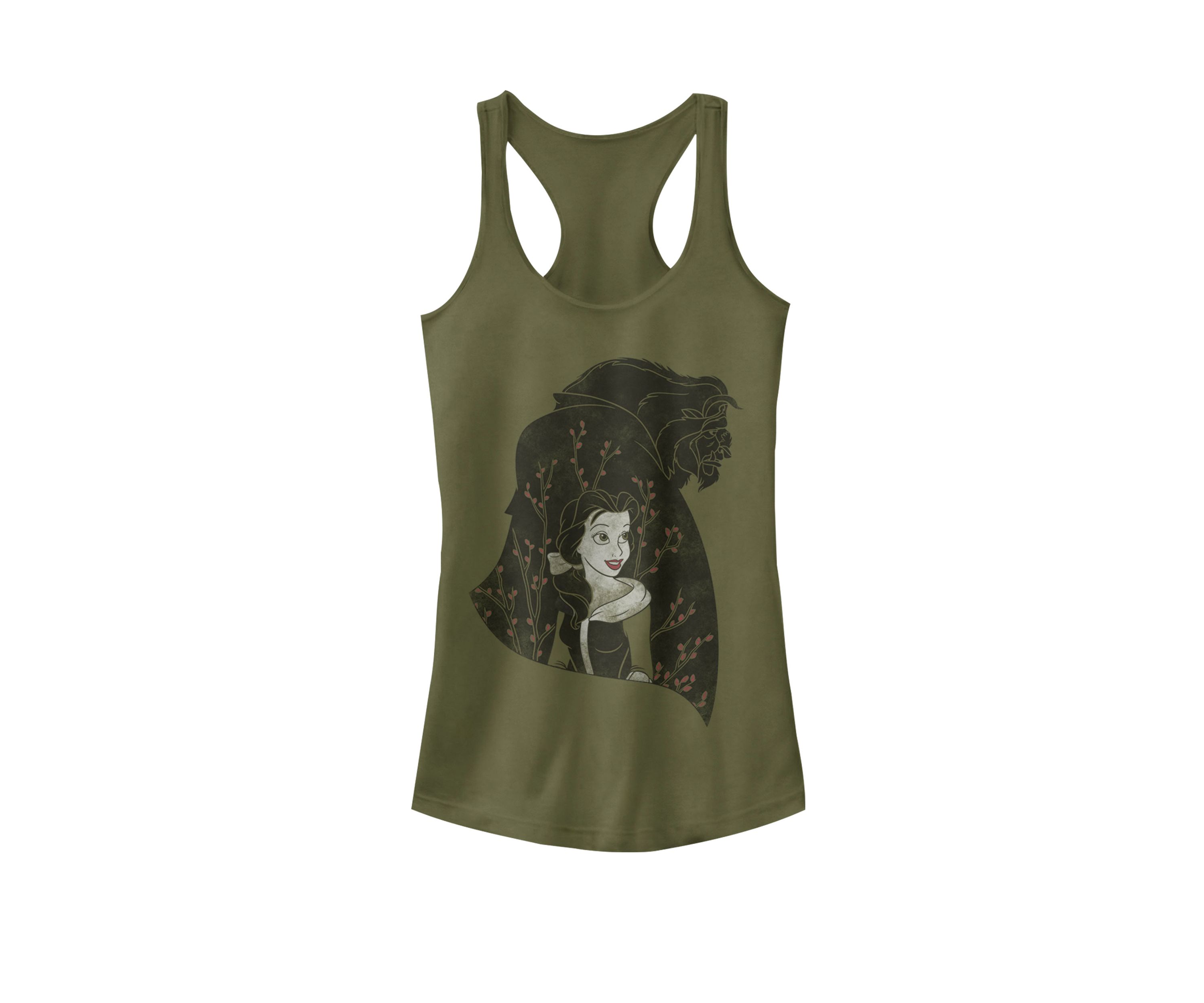 Beauty And The Beast Floral Silhouette Racerback Graphic Tank