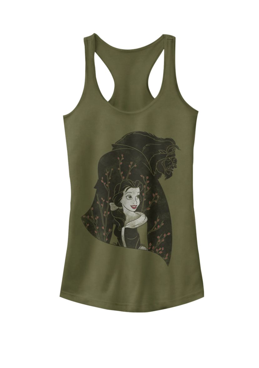 Beauty And The Beast Floral Silhouette Racerback Graphic Tank