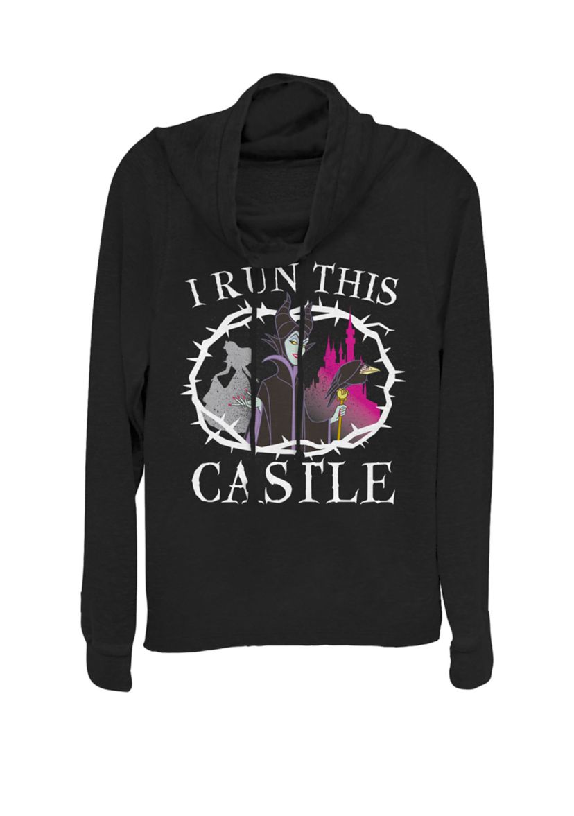 Sleeping Beauty Maleficent Runs This Castle Cowl Neck Graphic Pullover