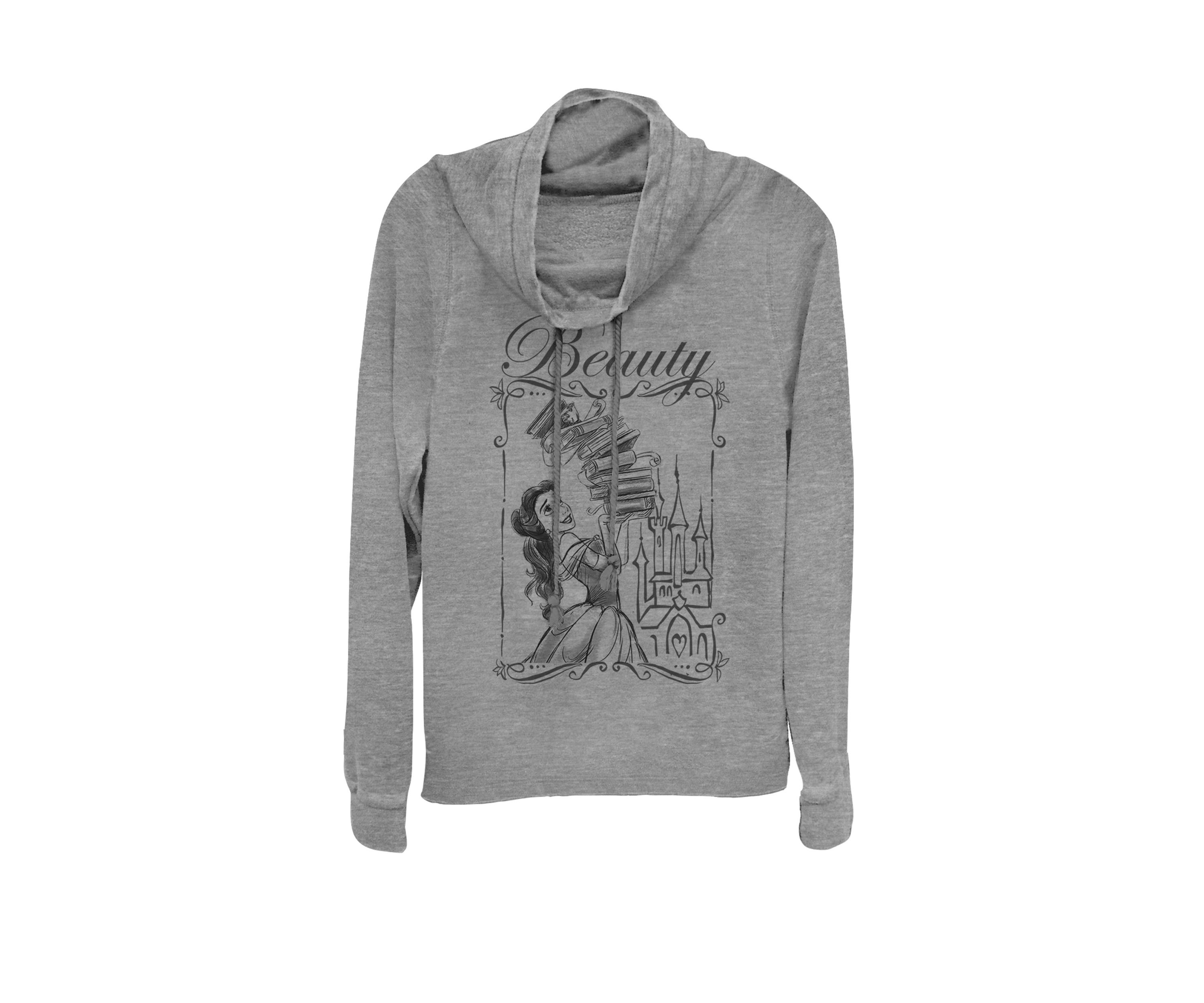 Beauty And The Beast Belle Book Stack Cowl Neck Graphic Pullover