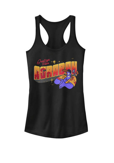 Aladdin Genie Greetings From Agrabah Postcard Graphic Racerback Tank