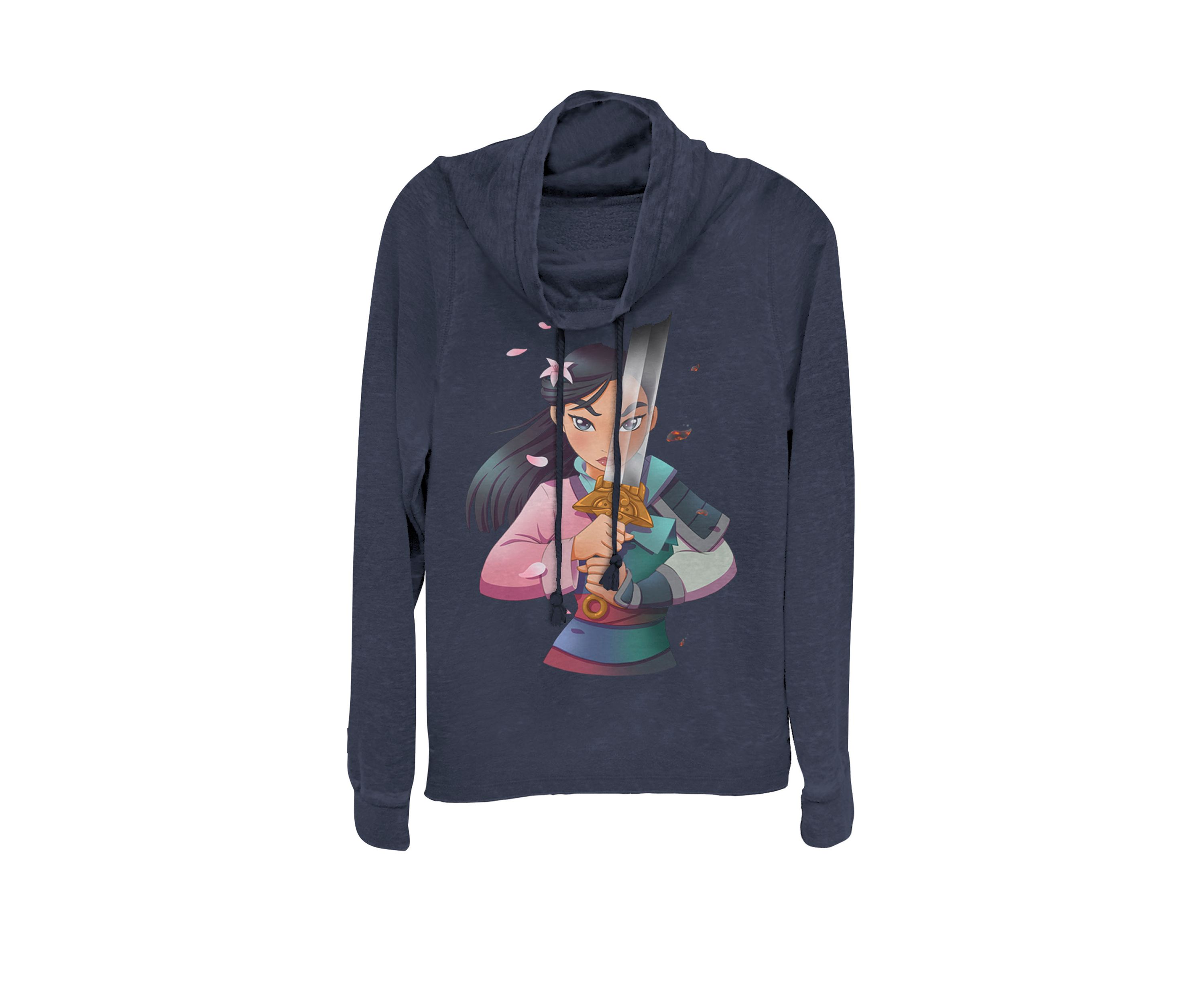 Mulan Anime Half Girl Half Warrior Cowl Neck Graphic Pullover
