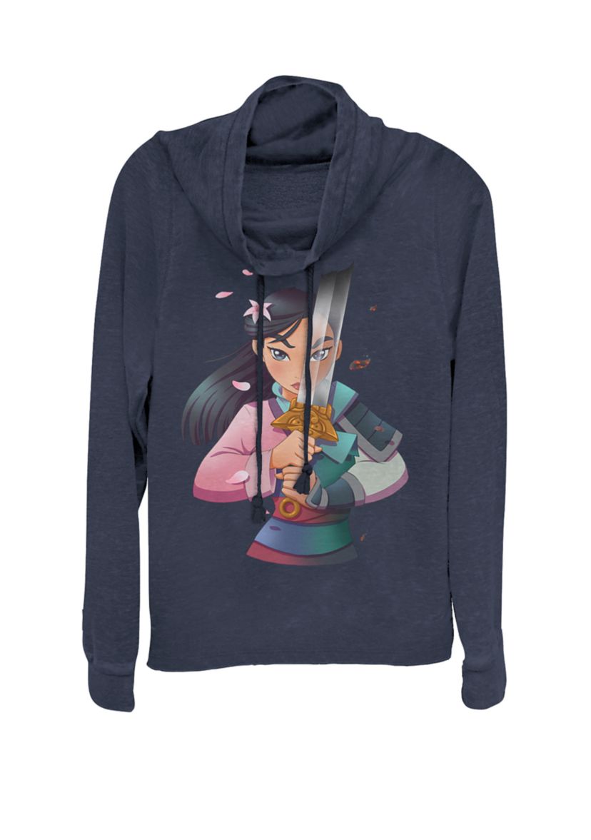 Mulan Anime Half Girl Half Warrior Cowl Neck Graphic Pullover