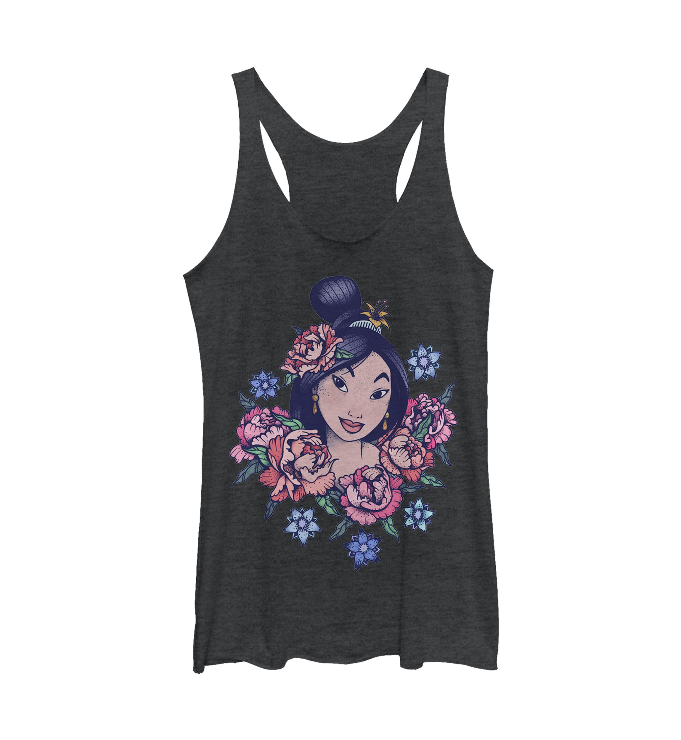 Juniors Floral Mulan Graphic Tank