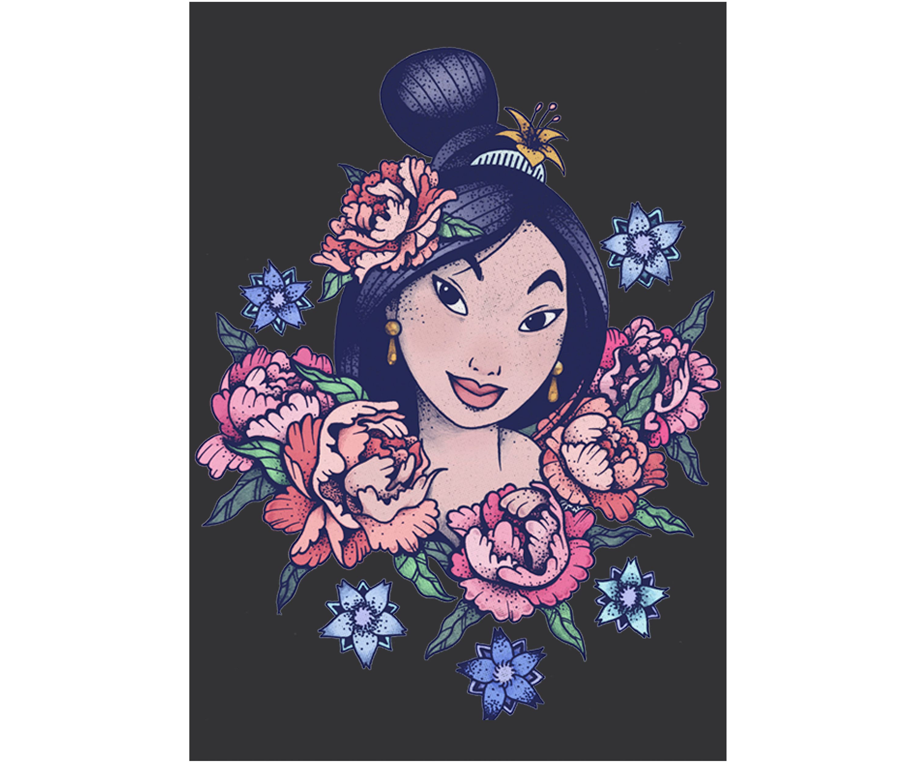Juniors Floral Mulan Graphic Tank