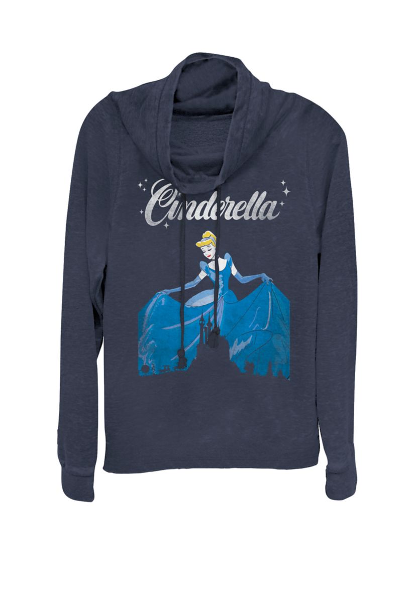 Cinderella Vintage Castle Silhouette Cowl Neck Graphic Pullover
