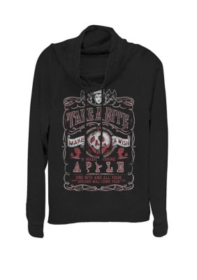 Disney Women's Snow White Take A Bite Vintage Poster Cowl Neck Graphic Pullover, Black, XSmall