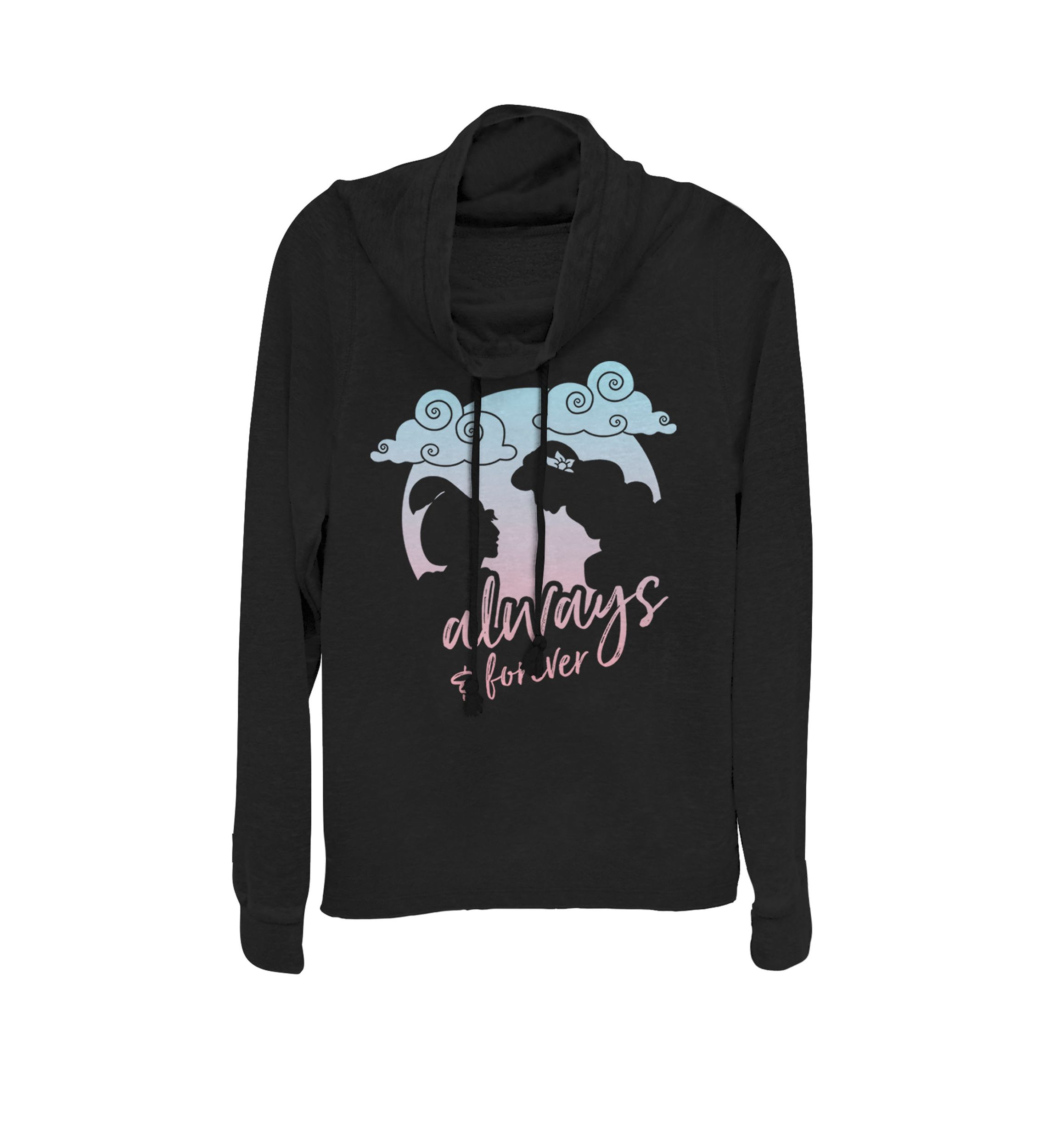 Aladdin Always & Forever Cowl Neck Graphic Pullover