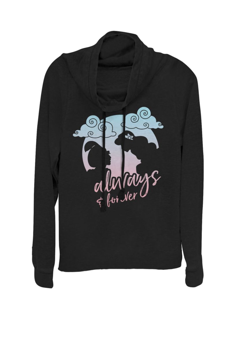Aladdin Always & Forever Cowl Neck Graphic Pullover