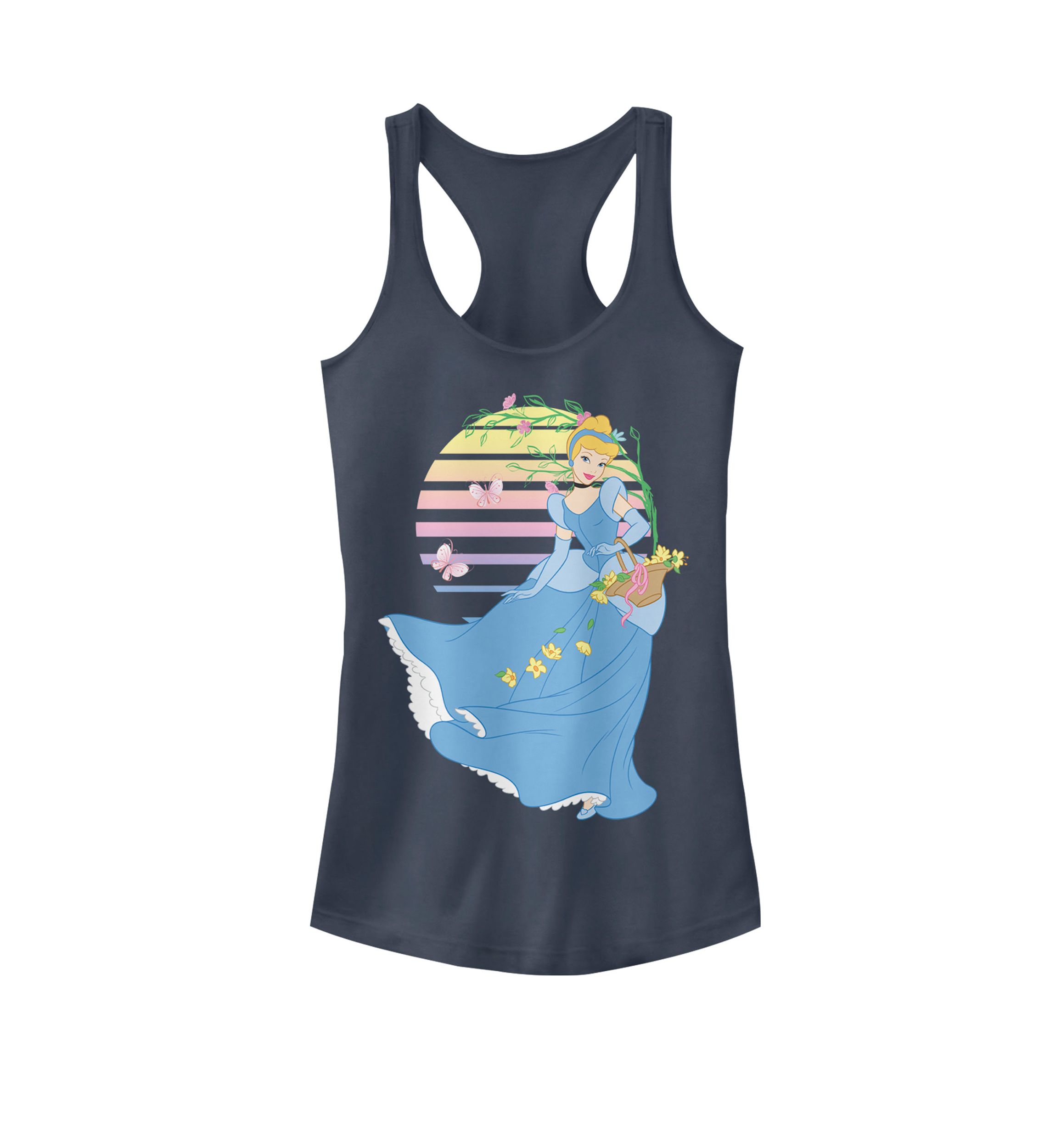 Cinderella Basket of Flowers Gradient Sunset Graphic Racerback Tank