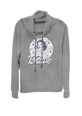 Disney Women's Snow White Americana Brave Cowl Neck Graphic Pullover, Gray, XSmall