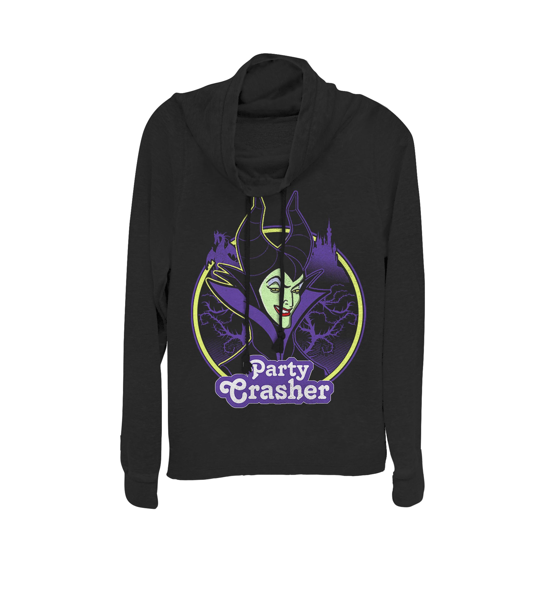 Sleeping Beauty Maleficent Party Crasher Cowl Neck Graphic Pullover