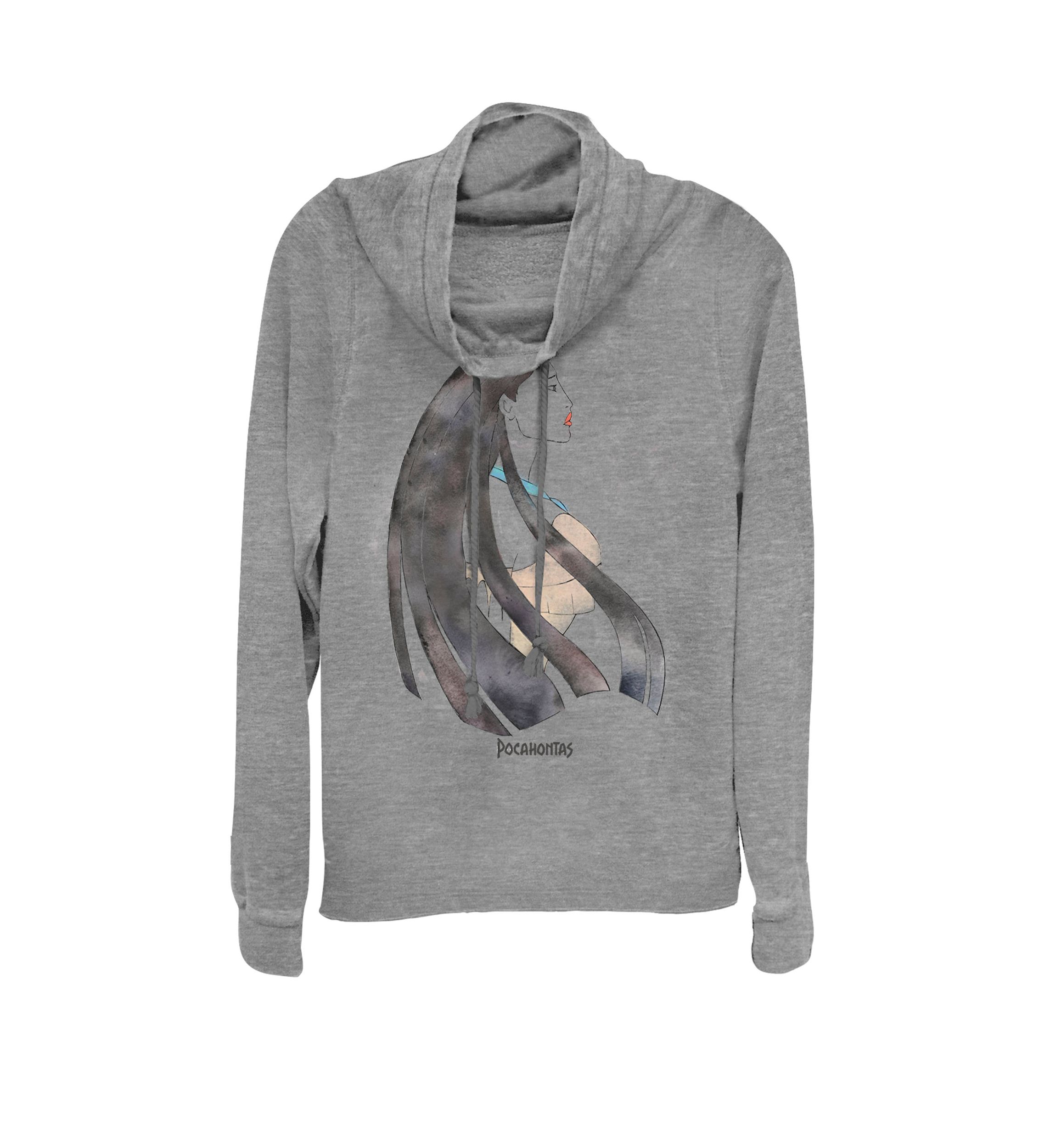 Pocahontas Watercolor Side View Cowl Neck Graphic Pullover