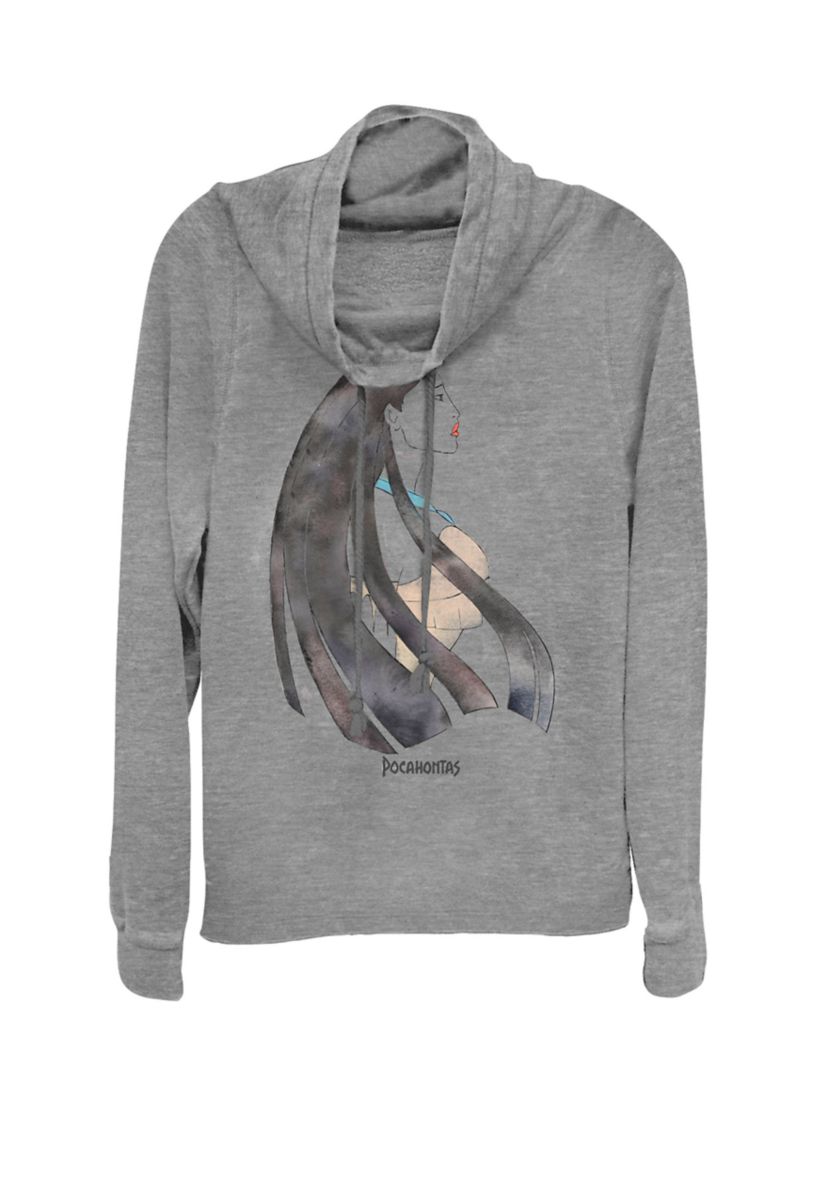 Pocahontas Watercolor Side View Cowl Neck Graphic Pullover