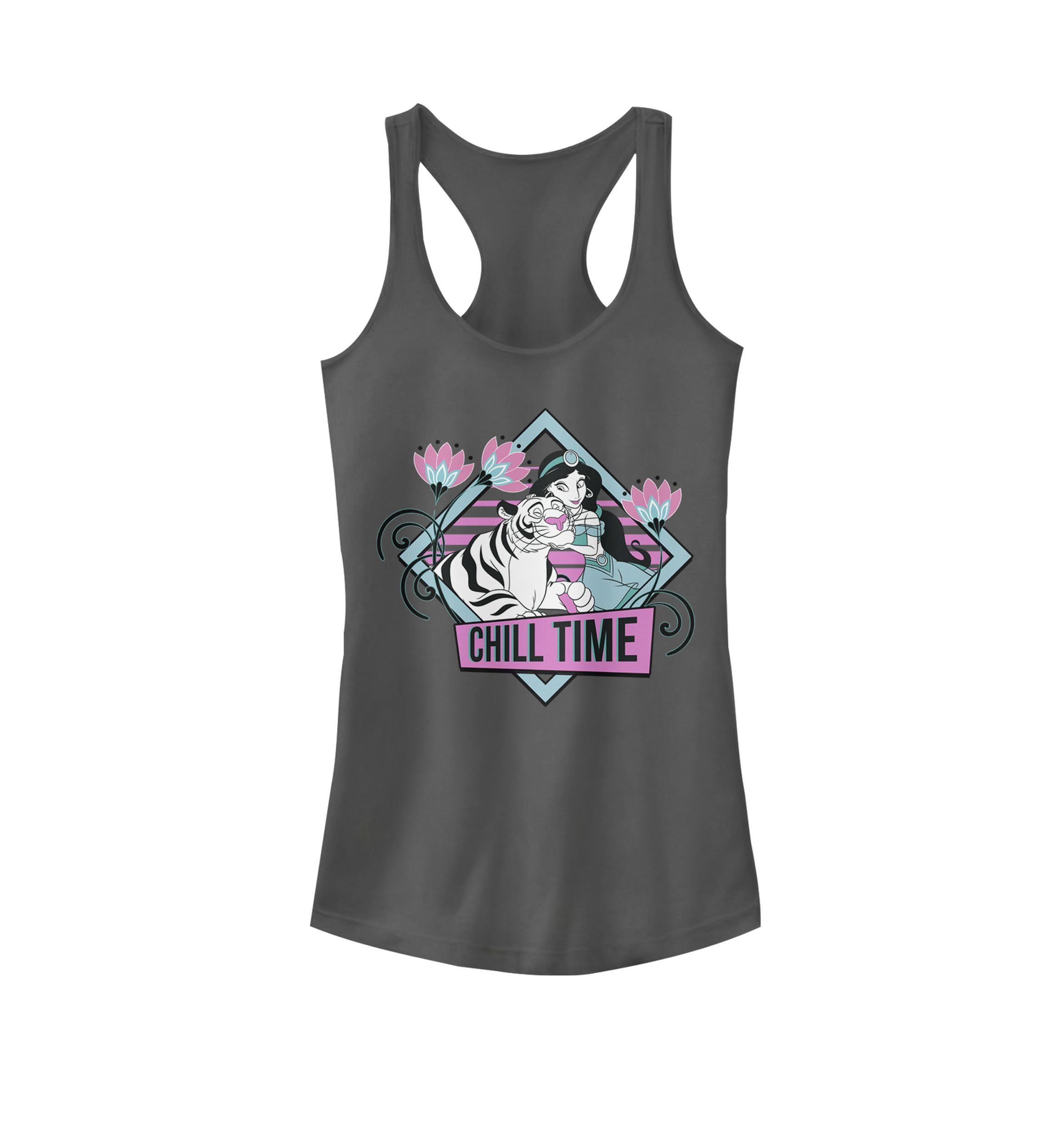 Aladdin Jasmine and Rajah Chill Time Graphic Racerback Tank