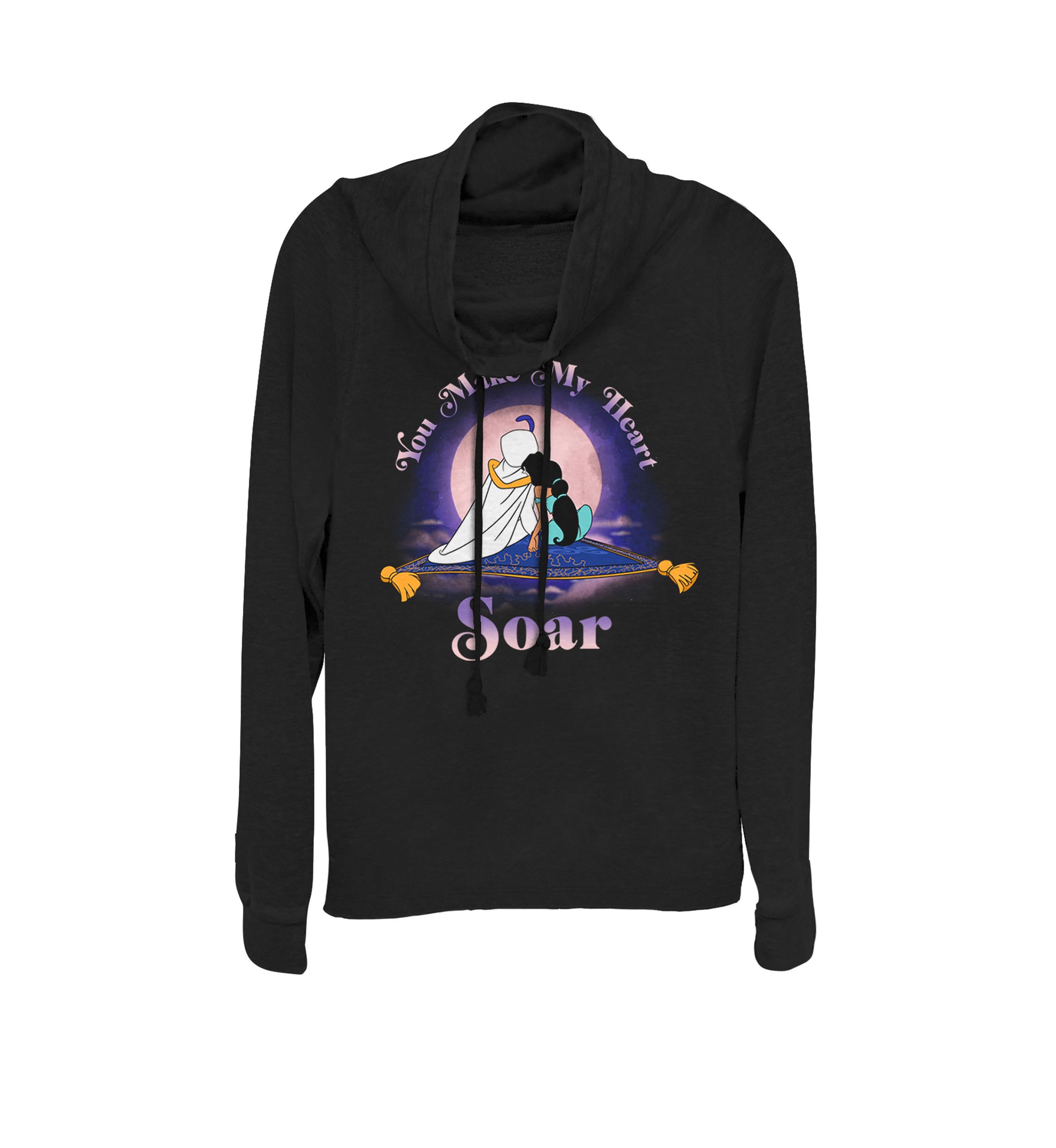 Juniors Aladdin & Jasmine Make My Heart Soar Cowl Neck Pullover