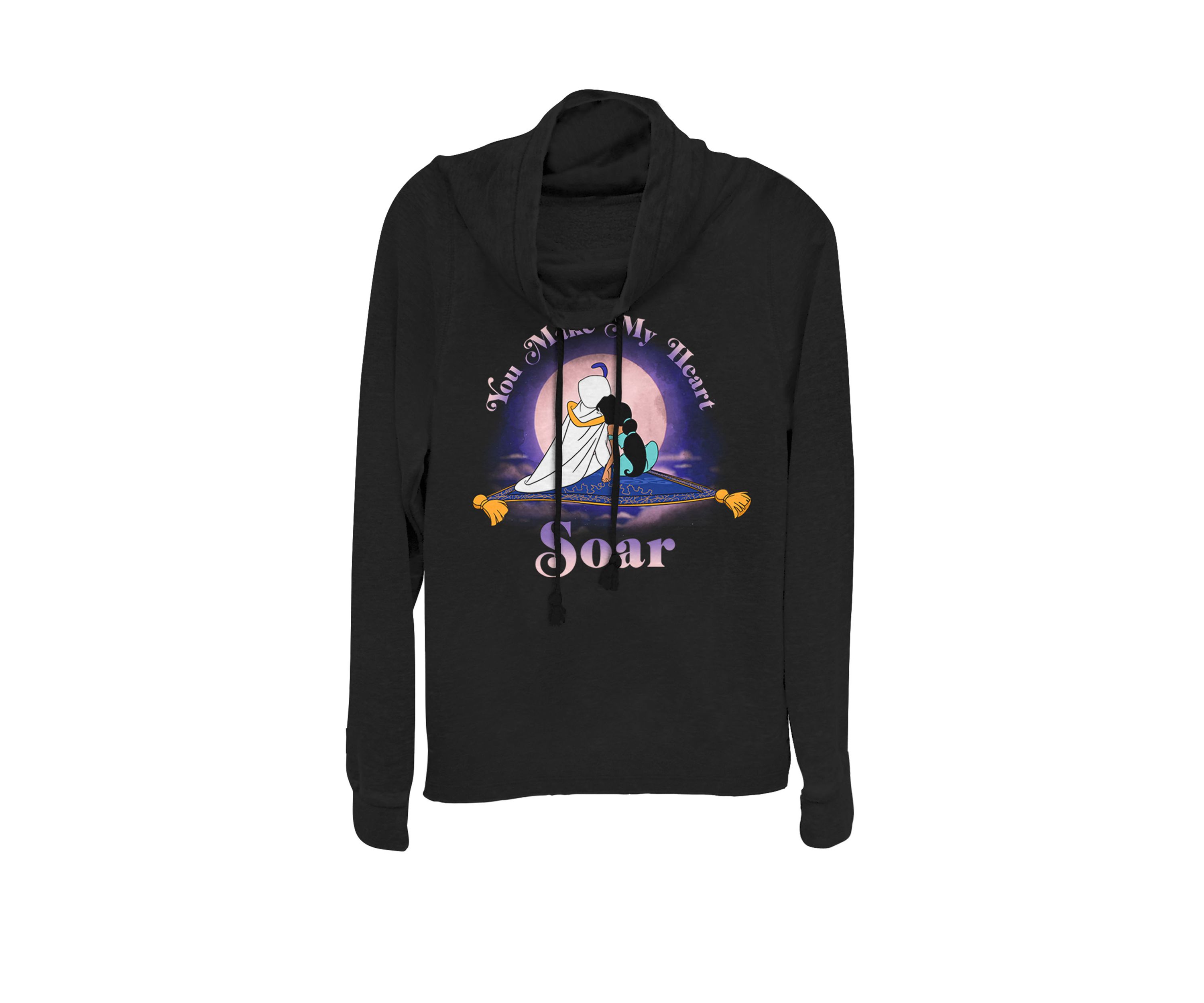 Juniors Aladdin & Jasmine Make My Heart Soar Cowl Neck Pullover