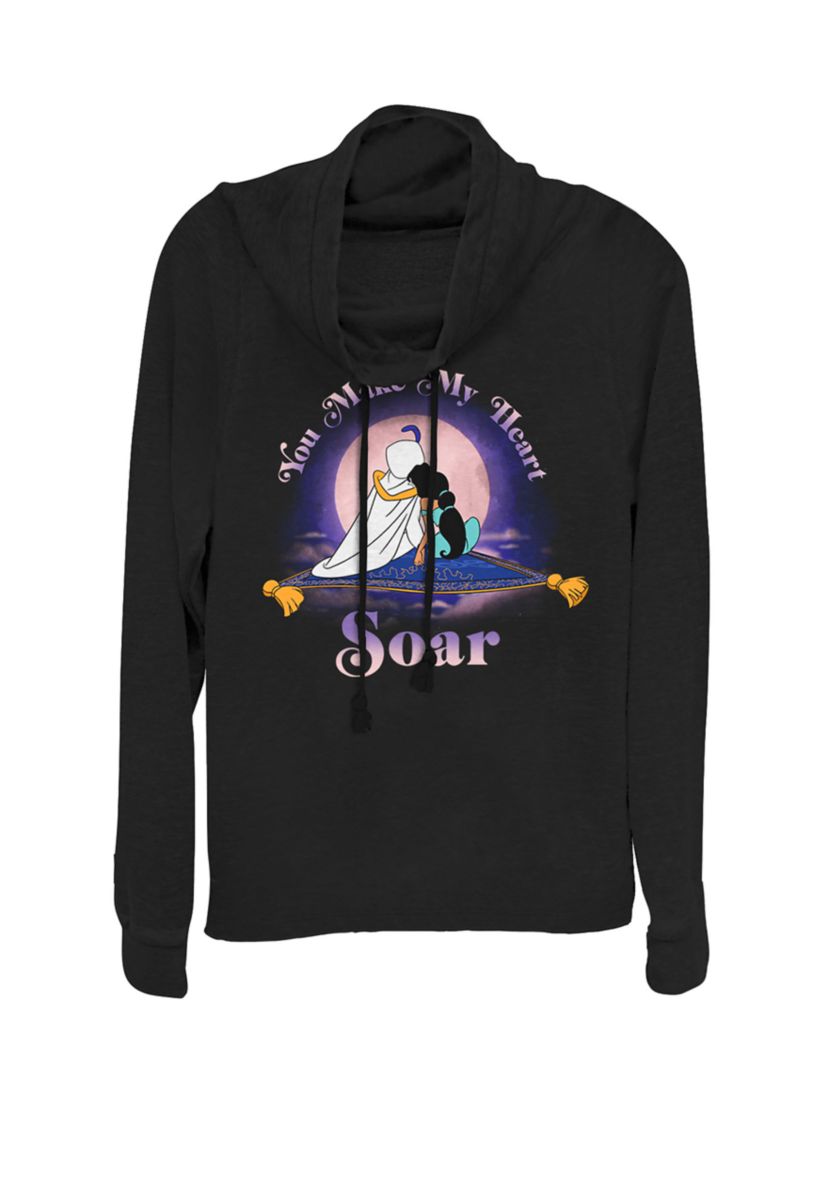 Juniors Aladdin & Jasmine Make My Heart Soar Cowl Neck Pullover